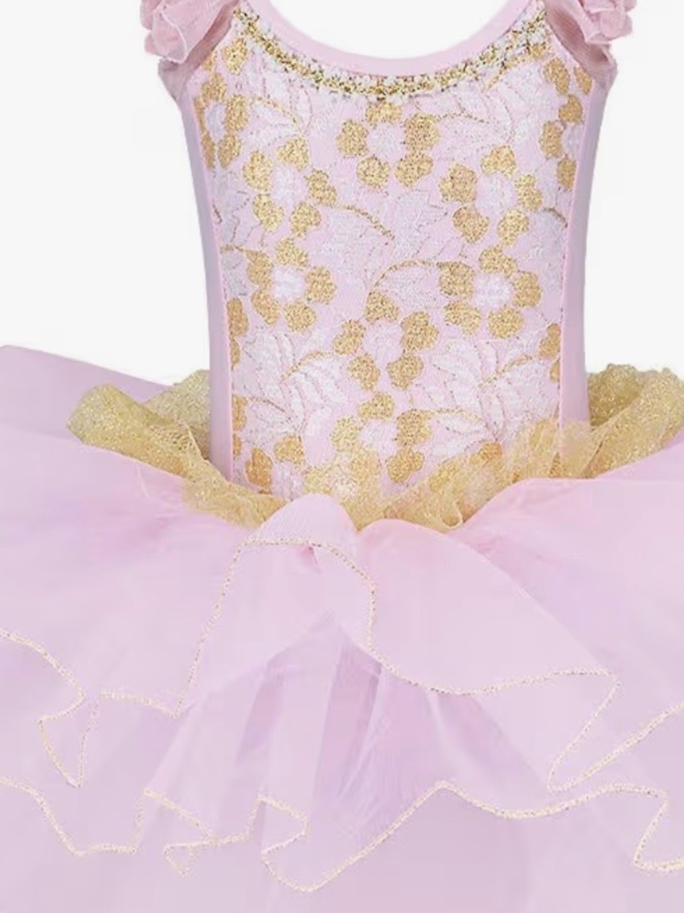 BAOHULU Girls Ballet Tutu Leotard Dress Pink Gold Size M